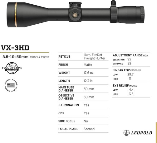 LEUPOLD VX-3HD CDS-ZL RIFLESCOPE 3.5-10X50MM