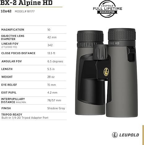 LEUPOLD BX-2 ALPINE HD BINOCULAR 10X42MM