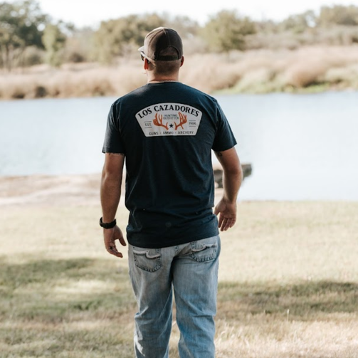 LOS CAZADORES FEEDSTORE SHORT SLEEVE TEE DARK STEEL BLUE