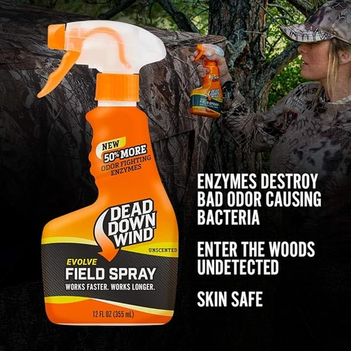 Dead Down Wind Field Spray in the woods with enzymes destroy bad odor causing bacteria callout