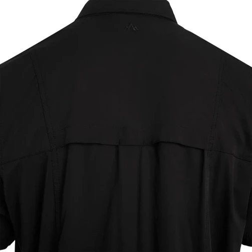 Close-up of the vented back yoke on the Pnuma Short Sleeve Shooter Shirt