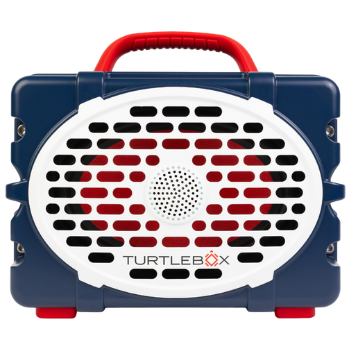 Front view of Turtlebox Gen 3 Speaker in Americana Blue with white background