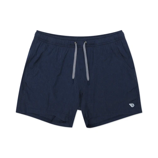 Burlebo men's athletic shorts in navy, laid flat