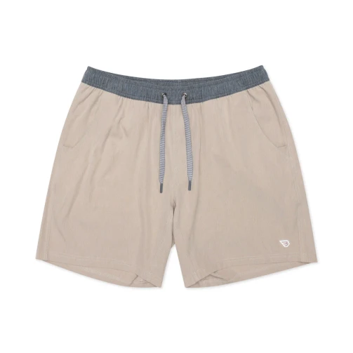 Burlebo men's athletic shorts in khaki, laid flat