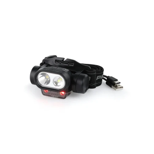 LuxPro XP748 rechargeable headlamp with red light on