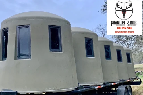 Phantom Dome Blinds loaded on a trailer, ready for delivery