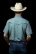 Ferrell CORE men's aqua short sleeve western snap shirt with pearl snaps and chest pockets, back view on black background