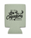 Los Cazadores sage green neoprene can cooler featuring the Hunting Headquarters logo on a white background.