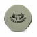 Bottom view of the Los Cazadores sage green neoprene can cooler featuring the Los Cazadores antler logo on a white background.