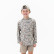Kid wearing the Burlebo youth performance hoodie in a light grey and tan camo, with a cap