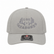 Front view of the Los Cazadores light grey performance cap with tonal horn logo embroidery and brim sticker on a clean white background.