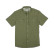 Poncho Western pearl snap short sleeve performance shirt in The Sabine, solid olive green, front view