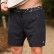 Man wearing the Burlebo men's athletic shorts in heather black with a camo waistband