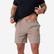 Man wearing the Burlebo men's everyday short in cobblestone khaki