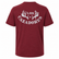 Back view of a maroon heather Los Cazadores short sleeve t-shirt displayed on a ghost mannequin against a white background. Features a large white Los Cazadores antler logo graphic centered across the upper back with antlers, star, and bold text.
