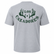 Back view of a Los Cazadores adult short-sleeve t-shirt displayed on an invisible ghost mannequin against a white background. The light heather gray crew neck tee features a large dark green Los Cazadores antler logo centered across the upper back, with stylized antlers, a star, and bold "LOS CAZADORES" lettering. The shirt has a classic relaxed fit, short sleeves, and a clean ecommerce-style presentation highlighting the full back graphic and garment construction.