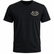 Black short-sleeve crewneck T-shirt displayed on an invisible male ghost mannequin against a pure white background. The shirt features a small tan Los Cazadores antler logo printed on the wearer's left chest. The lightweight tee has a classic fit, ribbed crew neckline, and clean front design suitable for everyday wear and outdoor activities.