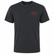 Los Cazadores Texas Preferred short sleeve t-shirt in charcoal heather gray displayed on a male ghost mannequin against a white background, featuring a small red Los Cazadores antler logo on the left chest and a classic crew neck design.