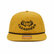 Front view of a yellow Los Cazadores rope hat with black embroidered logo and black rope detail on a white background.