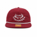 Front view of a burgundy Los Cazadores rope hat with white embroidered logo and white rope detail on a white background.
