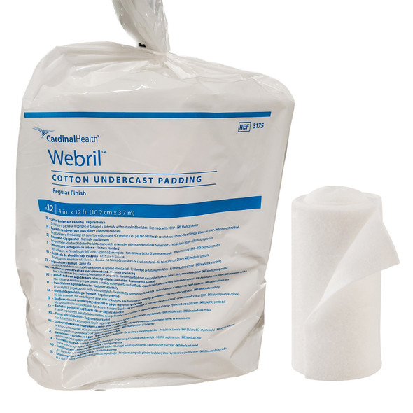 Webril™ Undercast Cotton Cast Padding, NonSterile, 4 Inch x 4 Yard