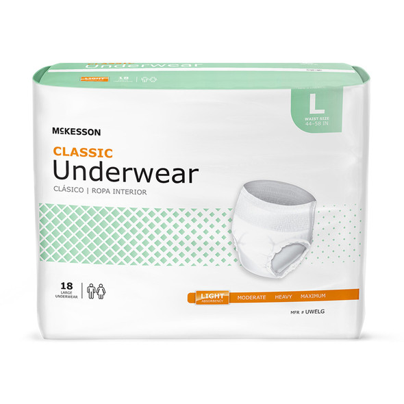 McKesson Classic Light Absorbent Underwear, Large