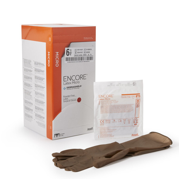 Encore® Latex Micro Surgical Glove, Size 6.5, Brown