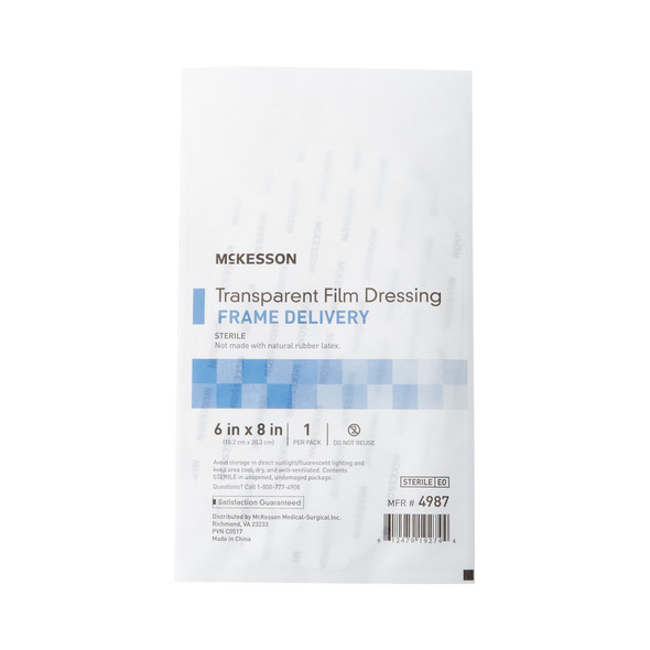 McKesson Octagonal Sterile Dressing with Frame-Style Delivery, 6 x 8 Inch, Transparent