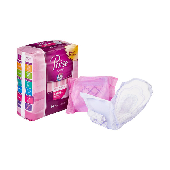 Poise Bladder Control Pads, Disposable, Heavy Absorbency, Regular Length, 3" x 11", Adult Female, Absorb-Loc Core