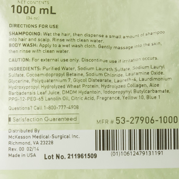 McKesson Shampoo and Body Wash Dispenser Refill Bag 1000 mL, Cucumber Melon