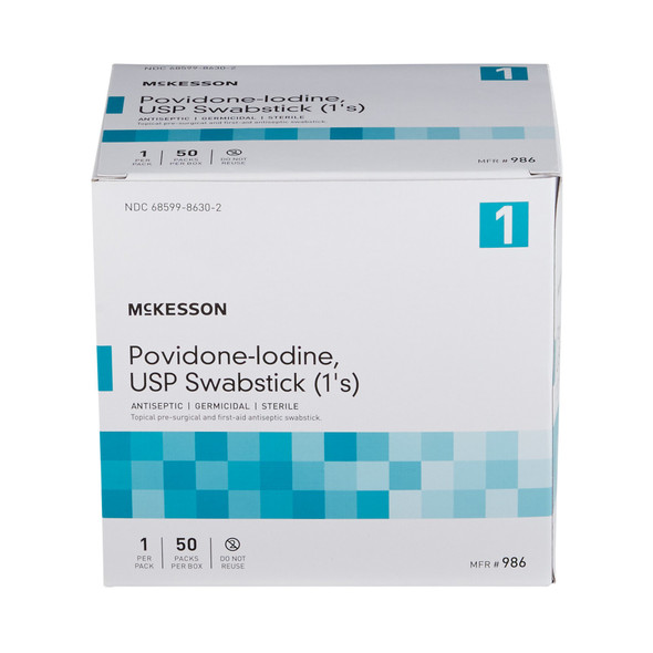 McKesson Impregnated Swabstick, 10% Strength, Povidone Iodine, Individual Packet
