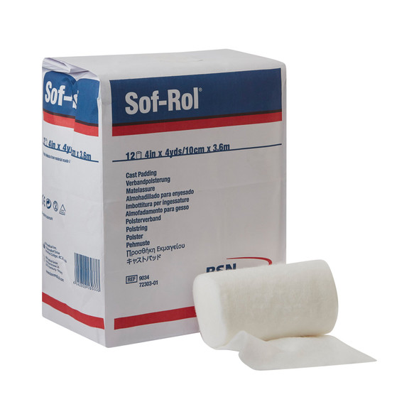 Sof-Rol® White Rayon Undercast Cast Padding, 4 Inch x 4 Yard