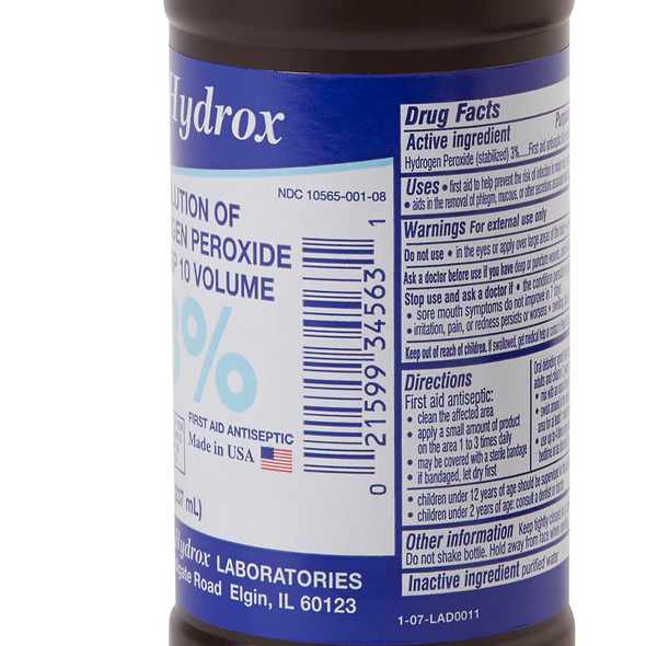 Hydrox Hydrogen Peroxide Antiseptic, 8 oz. Bottle