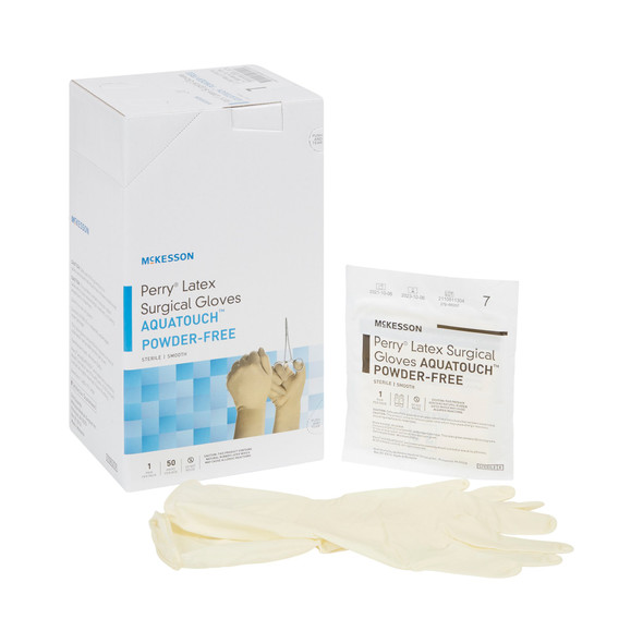 McKesson Perry® Performance Plus AquaTouch™ Latex Surgical Glove, Size 7, Cream