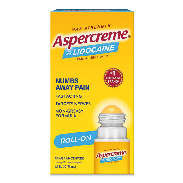 Aspercreme with 4% Lidocaine Pain Relief Liquid, Fragrance-Free