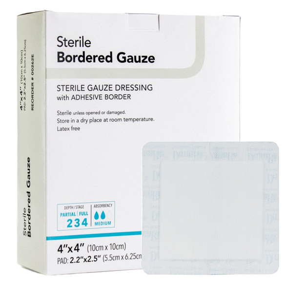 DermaRite® Bordered Gauze White Adhesive Dressing, 4 x 4 Inch