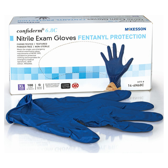 McKesson Confiderm® 6.8C Nitrile Exam Glove, Extra Large, Blue