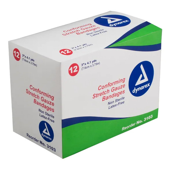 Dynarex® NonSterile Conforming Bandage, 3 Inch x 4-1/10 Yard