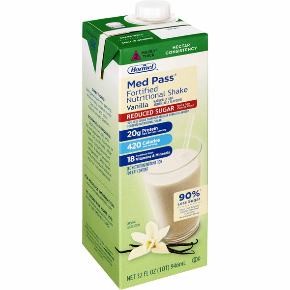 Med Pass® Reduced Sugar Vanilla Oral Supplement, 32 oz. Carton