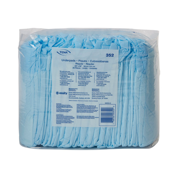 TENA Regular Underpads, Light Absorbency, Blue, Disposable, Latex-Free, 23 X 36 Inch