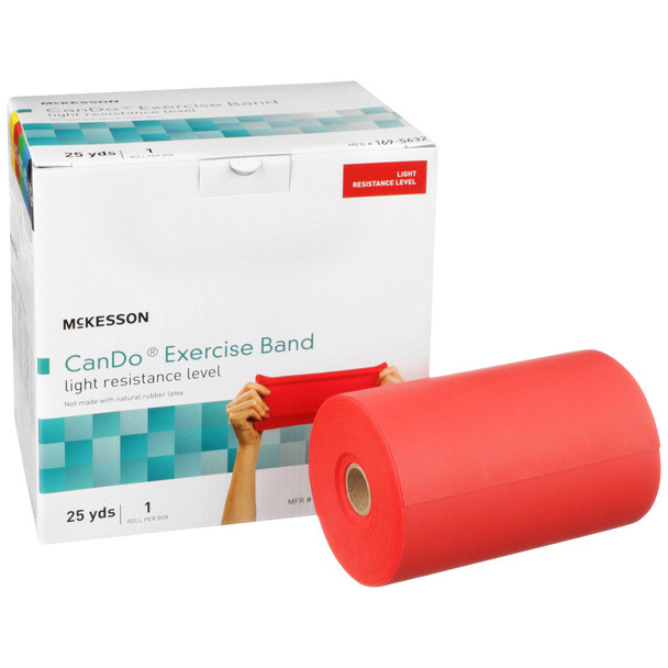 McKesson Exercise Resistance Band, Red, 5 Inch x 25 Yard, Light Resistance