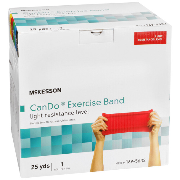 McKesson Exercise Resistance Band, Red, 5 Inch x 25 Yard, Light Resistance