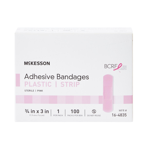 McKesson Pink Adhesive Strip, 3/4 x 3 Inch