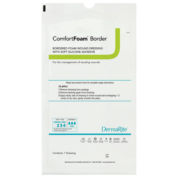 ComfortFoam™ Border Silicone Adhesive with Border Silicone Foam Dressing, 7 x 7 Inch