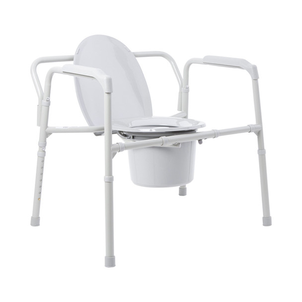 McKesson Fixed Arm Steel Folding Commode Chair, 15½ – 22 Inch