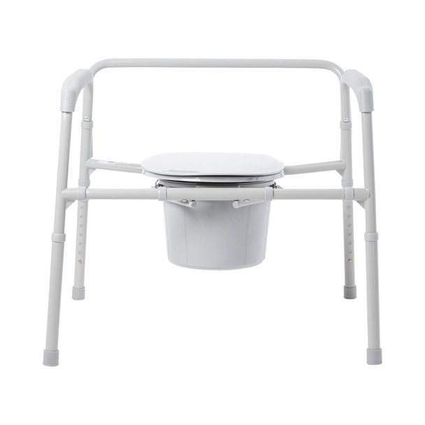 McKesson Fixed Arm Steel Folding Commode Chair, 15½ – 22 Inch