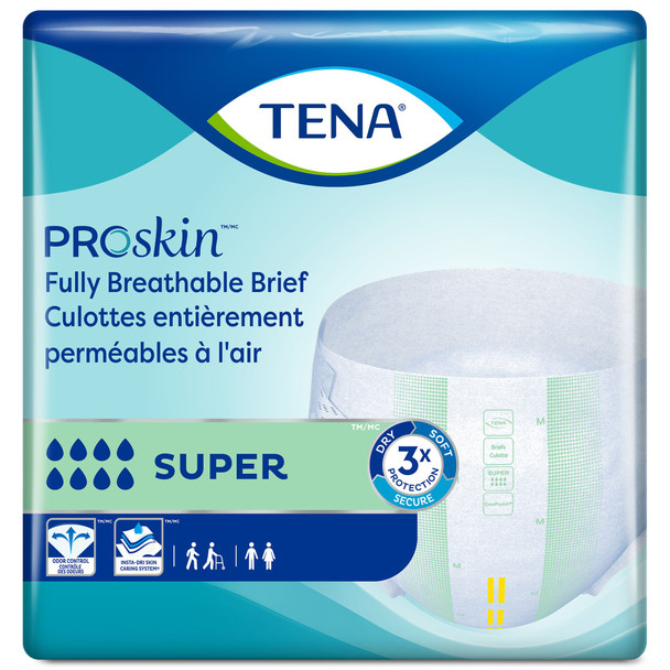 Tena Super Incontinence Briefs, Absorbent, Odor Control