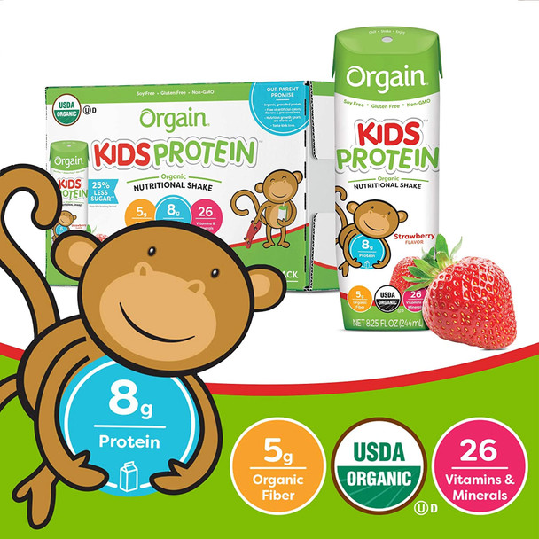 Orgain® Kids® Protein Organic Strawberry Pediatric Oral Supplement, 8.25 oz. Carton