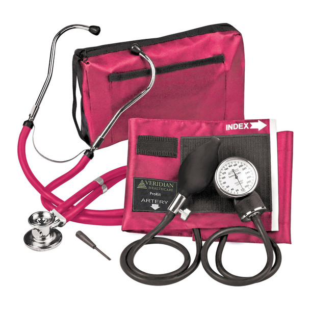 Sterling Series ProKit™ Aneroid Sphygmomanometer with Stethoscope, Magenta