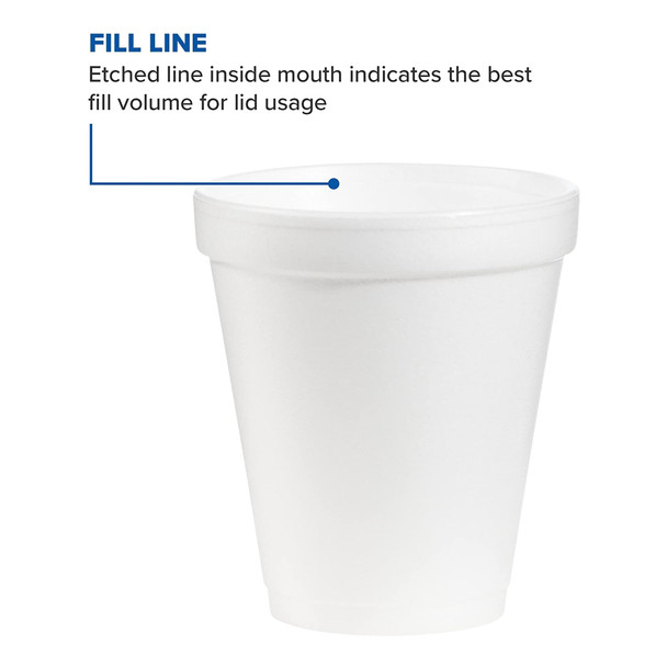 Dart Drinking Cup, White, Styrofoam, Disposable, 6 oz